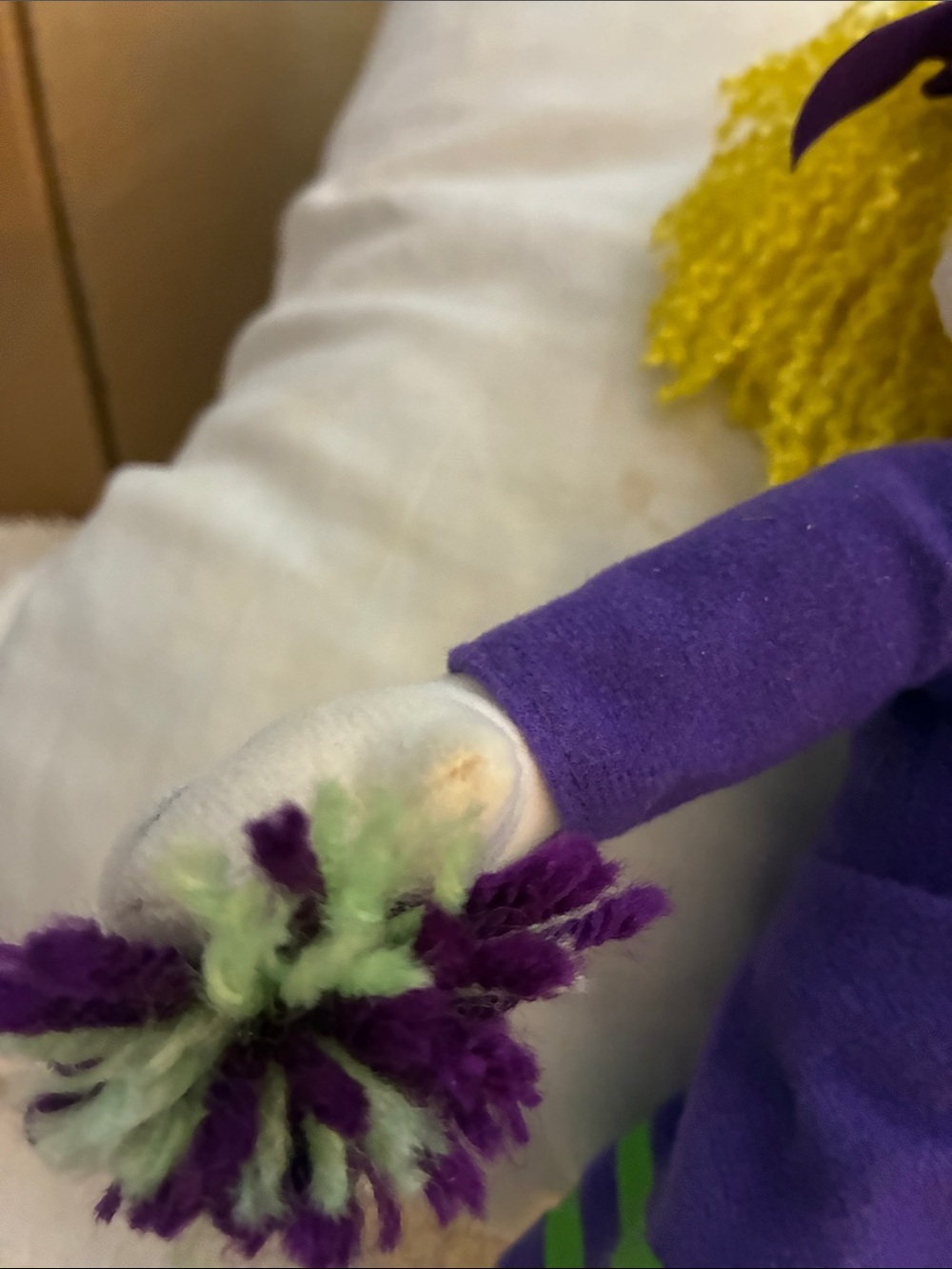 Y2K Nostalgic “Helen Henny”Purple & Green Cheerleader Plush Doll -CEC - Picture 4 of 7
